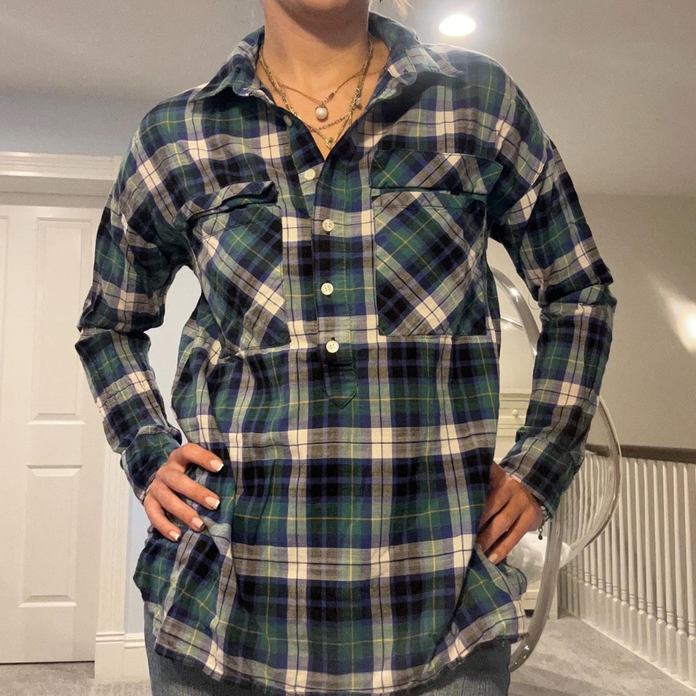 Old Navy Green and Blue Flannel